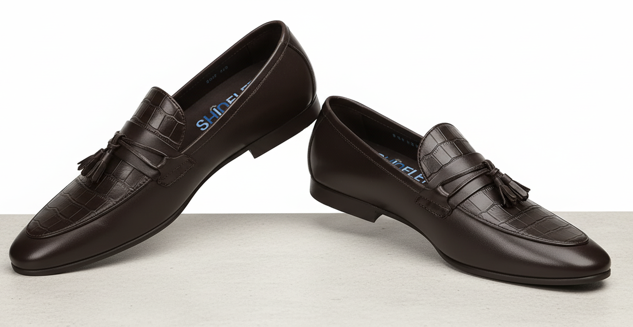 Premium cow leather tassel formal shoes with rubber sole