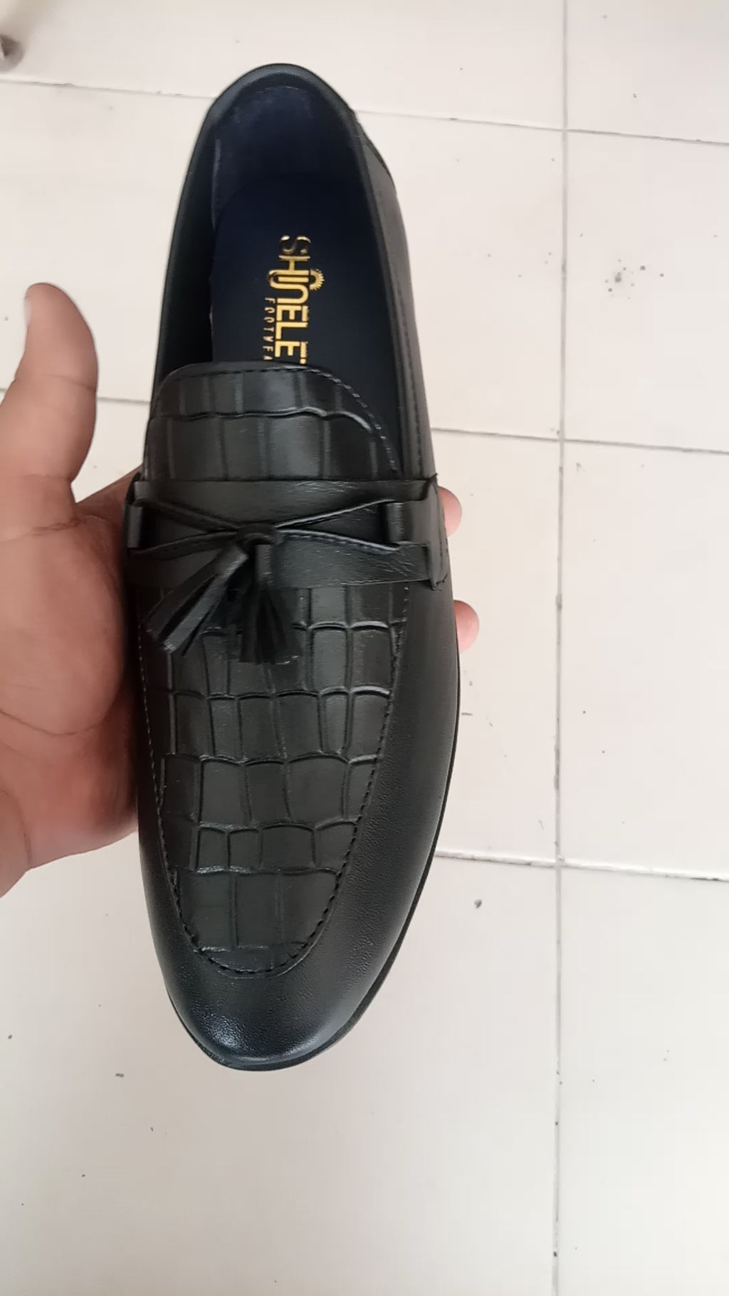 Tassel slip-on formal shoes top view brown cow leather premium quality men's footwear Pakistan